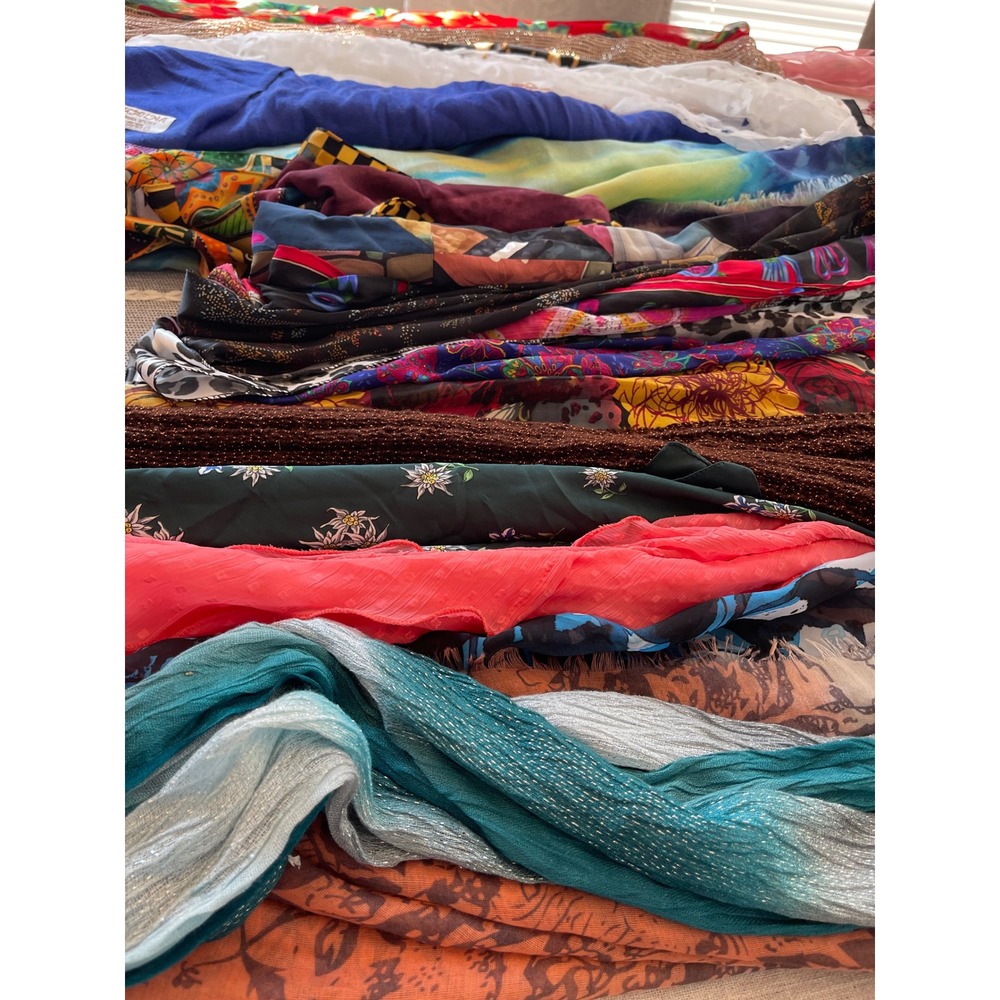 Assorted Womens Scarf Lot Pashmina Silk Velvet Burnout Floral Chiffon Bundle 43 - Picture 15 of 15